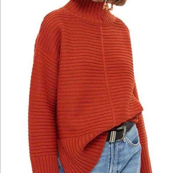 Topshop Sweaters - NEW Topshop Orange Fall Funnel Neck Boxy Sweater 2